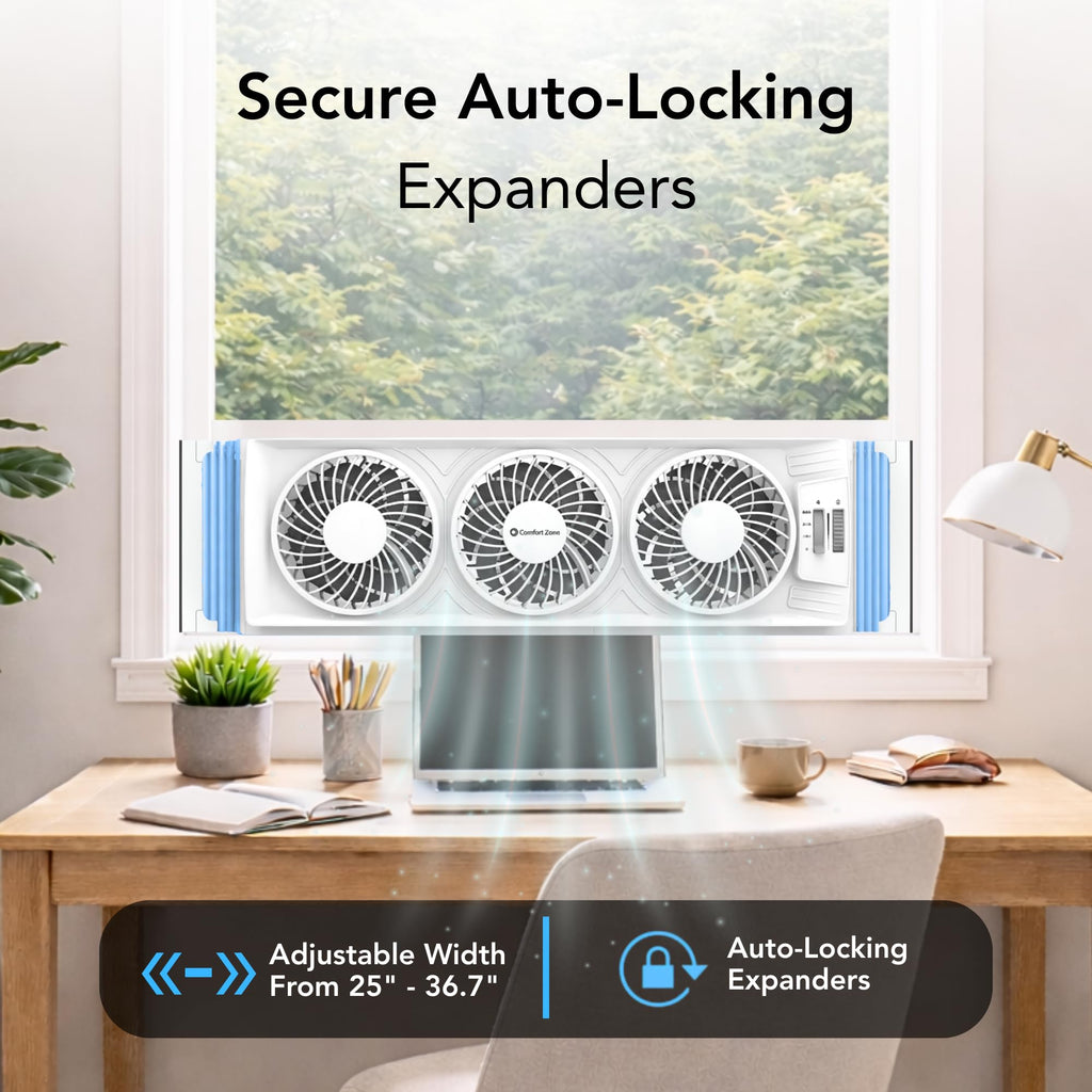 Triple Window Fan with 3-Speeds & Expandable Width B847636