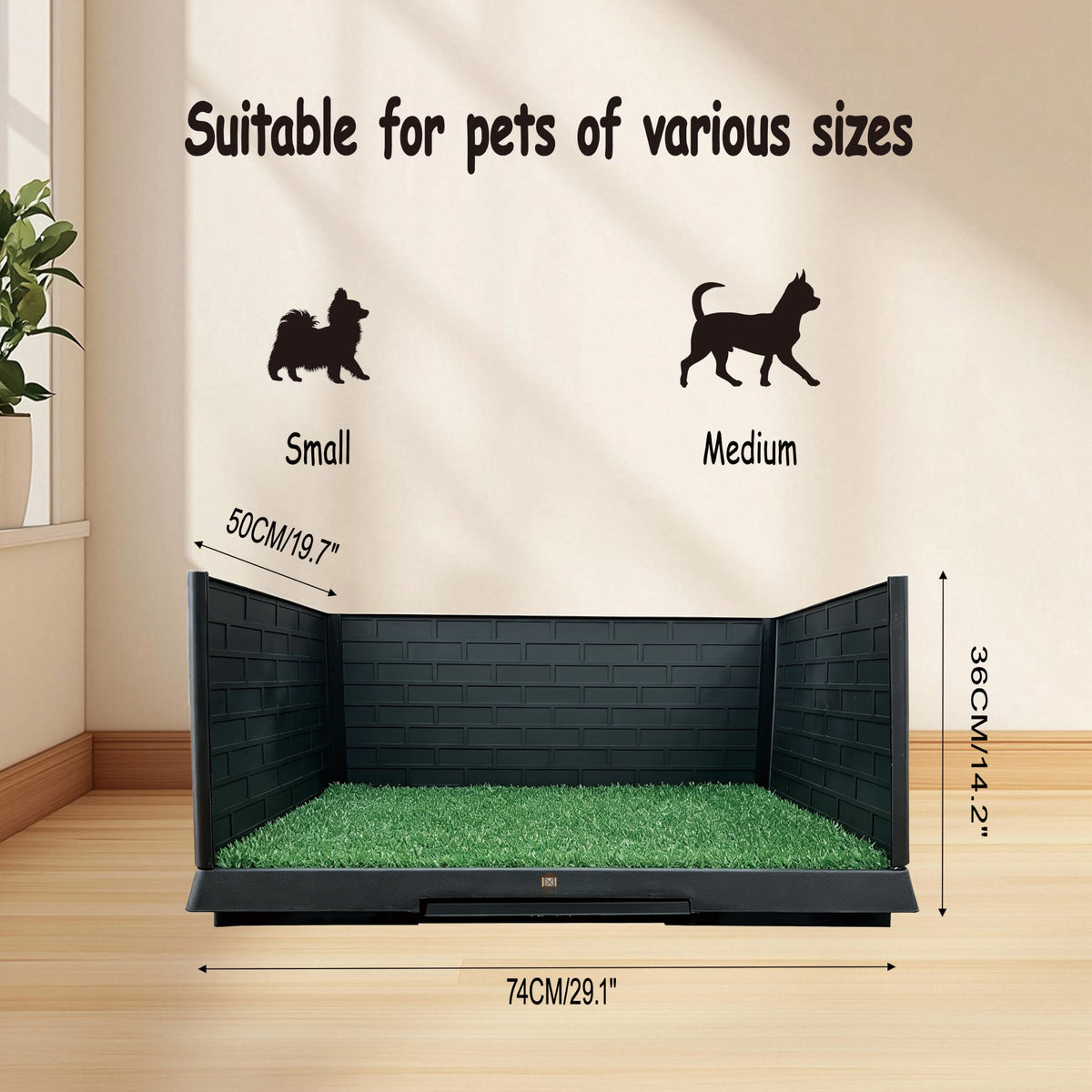 Dog Grass Pad with Tray, 30" X 20", with 2 Reusable Grass Pads E3821