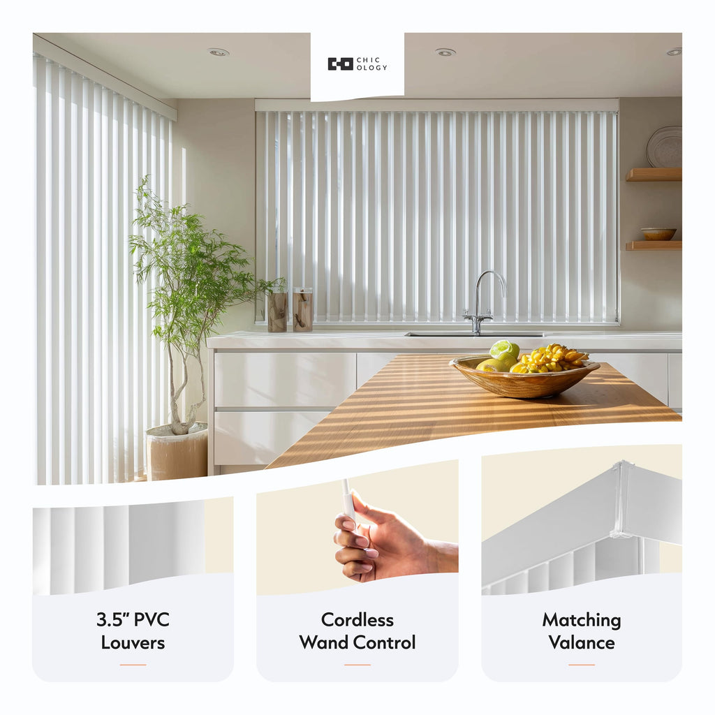 Vertical Blinds Oxford White Vinyl 78" W x 84" H T241513