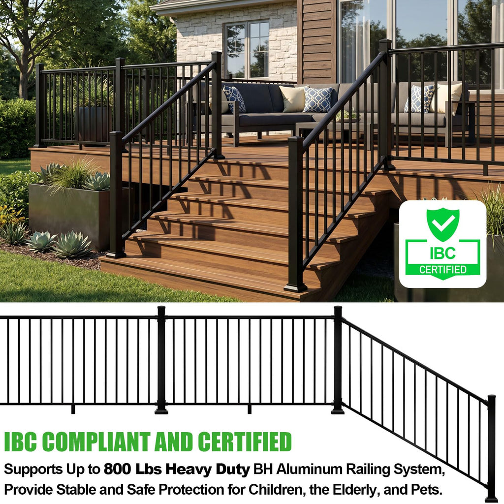 Heavy Duty Aluminum Stair Railing Kit, Textured Black R7535