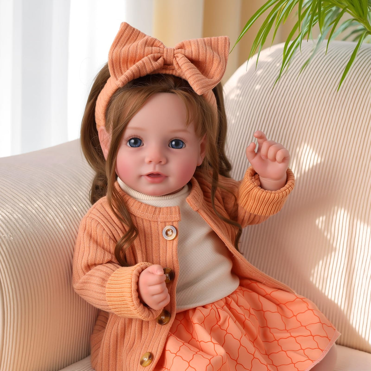 20 Inch Reborn Baby Dolls with Brown Hair Z62412