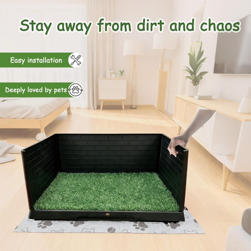 Dog Grass Pad with Tray, 30" X 20", with 2 Reusable Grass Pads E3821