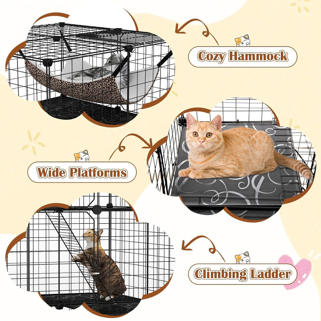 3-Tier Wire Metal Cat Enclosure with Hammock Z562757