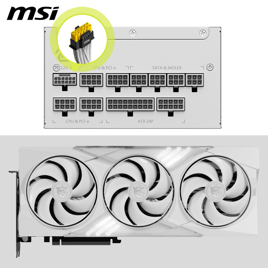 White 1000W Fully Modular 80+ Gold ATX 3.1 Power Supply W755