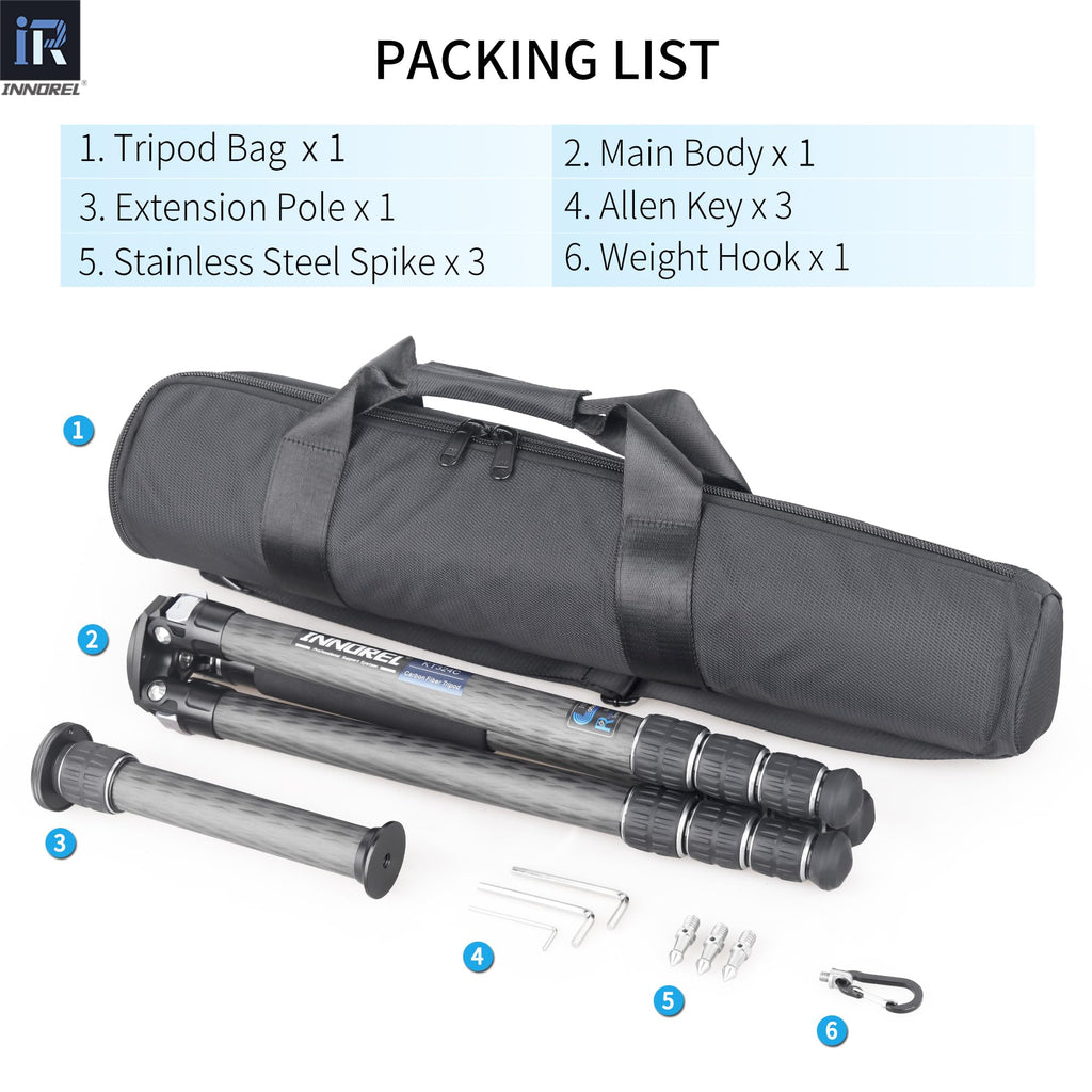 Carbon Fiber Tripod Without Head Portable Compact Travel Tripod 55lbs Max Load R293232