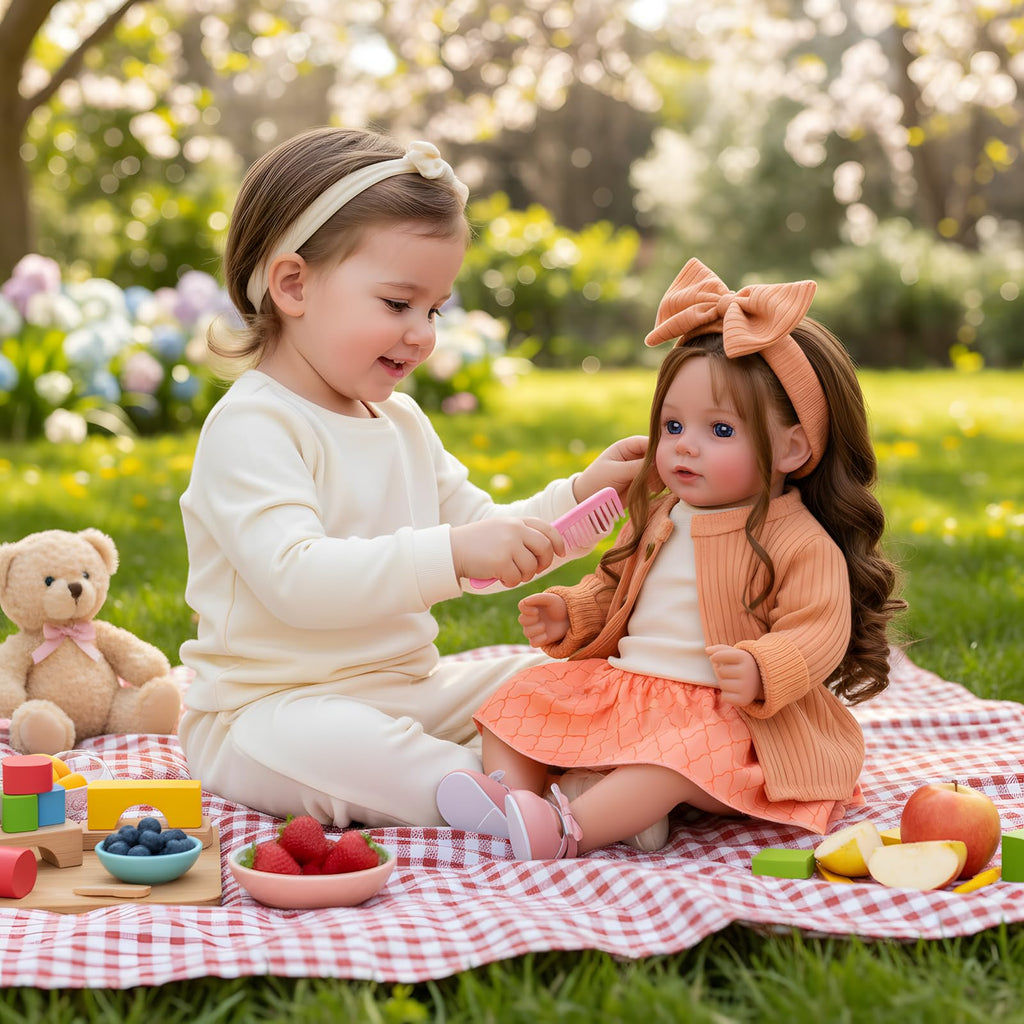 20 Inch Reborn Baby Dolls with Brown Hair Z62412