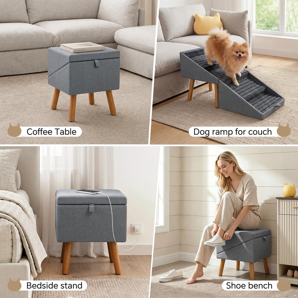 2-in-1 Wooden Pet Stairs & Ottoman X442663