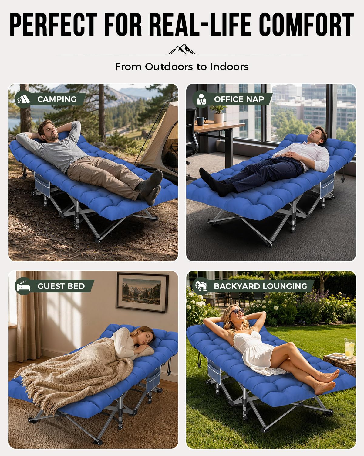 32in XXL Folding Camping Cot with Mattress S7265