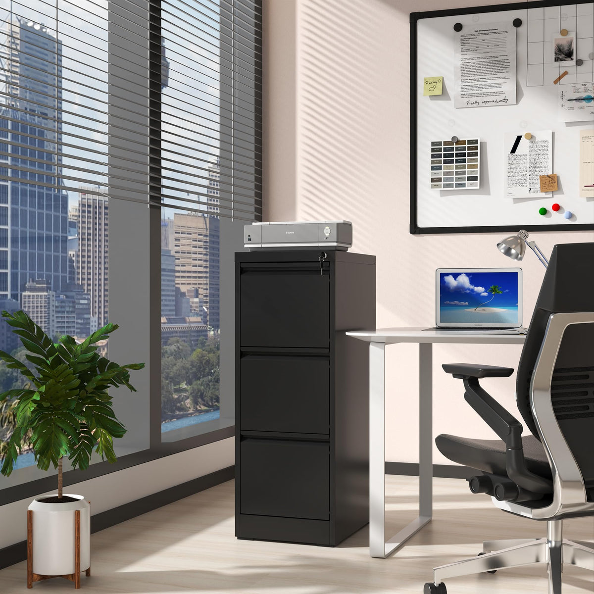 3 Drawer Metal File Cabinet with Lock V337