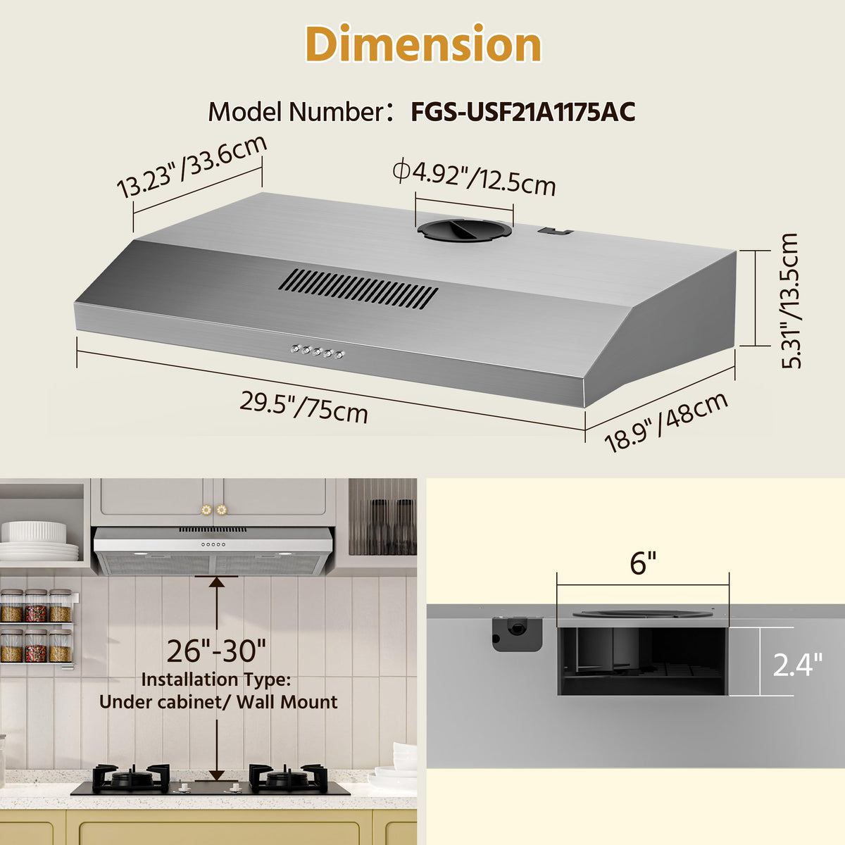 30 Inch Under Cabinet Range Hood Z34103