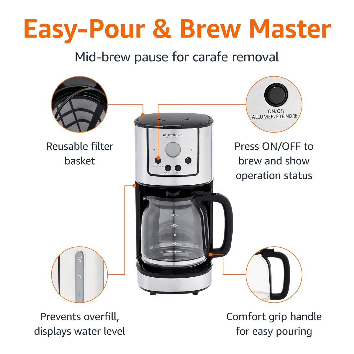 12 Cup Stainless Steel Programmable Coffeemaker Z262347