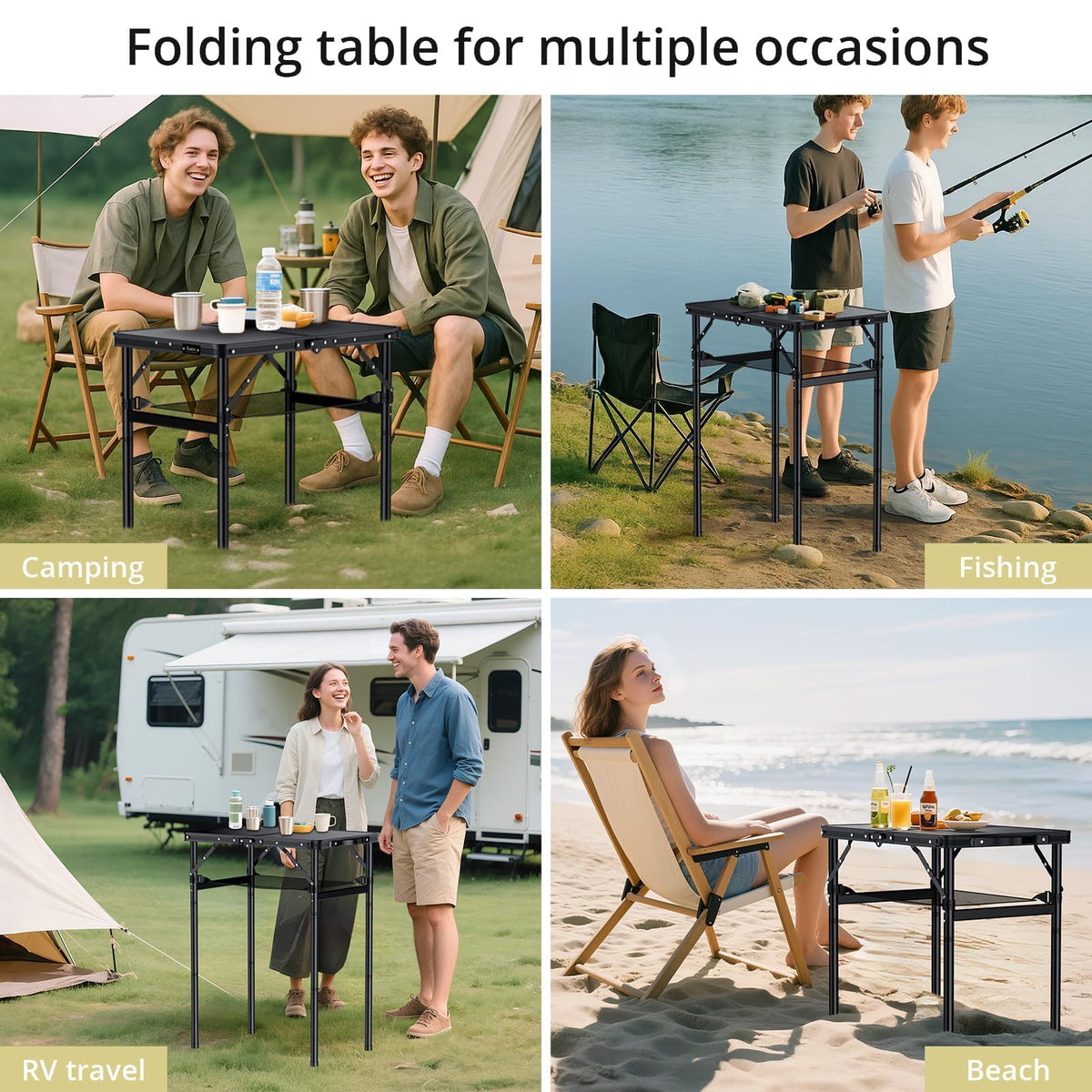 2ft Folding Camping Table, 3 Adjustable Height C662