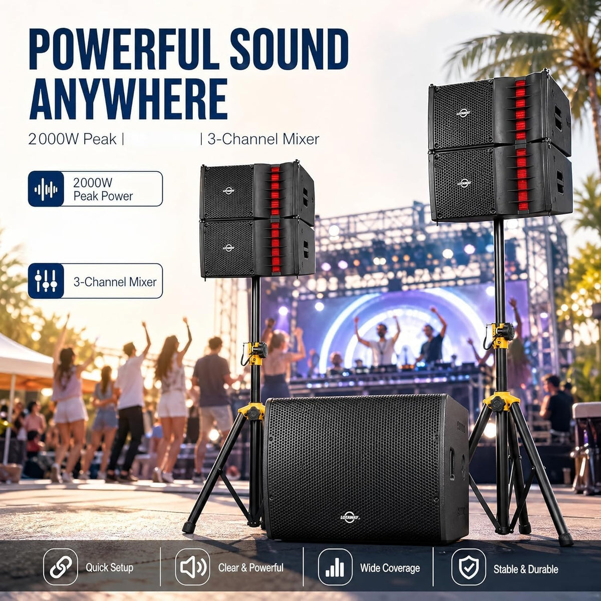 2000W Powered Line Array PA Speaker System with 18 Inch Subwoofer H957