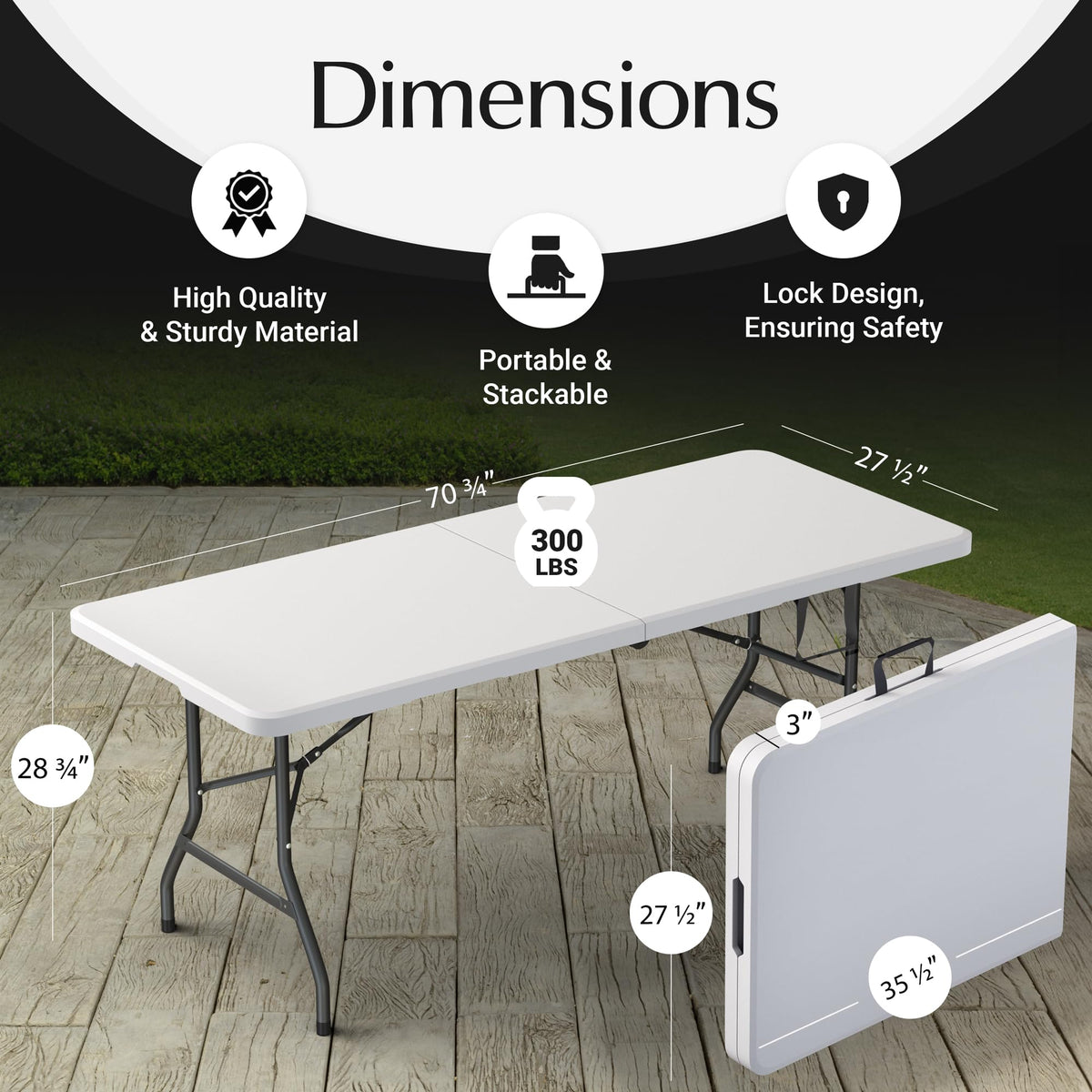 6 Feet Foldable Table with Steel Legs L436