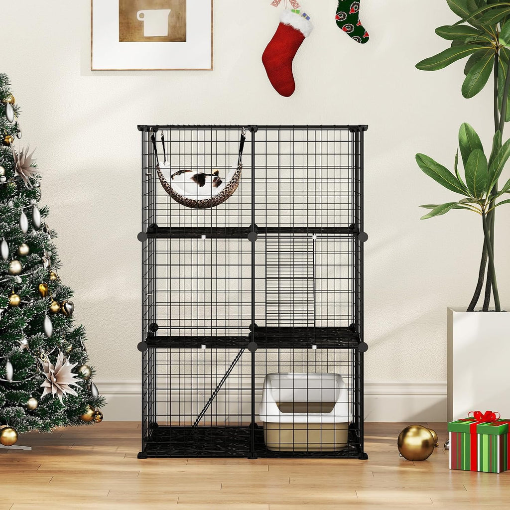 3-Tier Wire Metal Cat Enclosure with Hammock Z562757