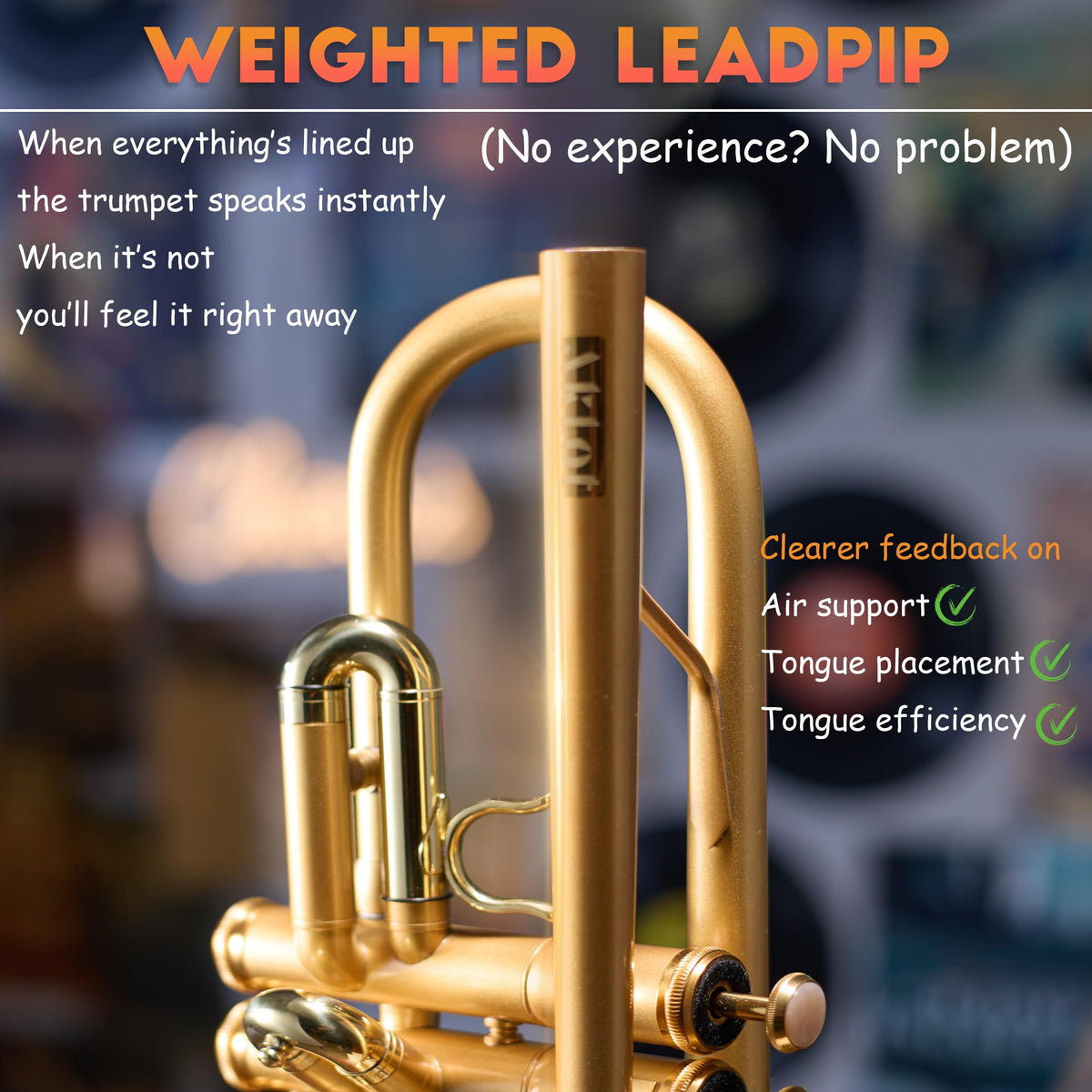 Satin Gold Bb Trumpet with Hard Case Q708