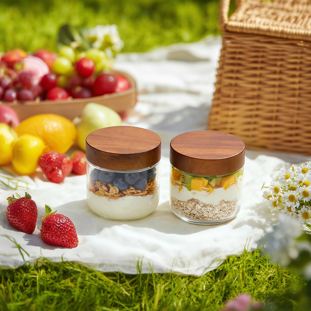 12 oz Glass Jars with Lids 6 Pack V930356