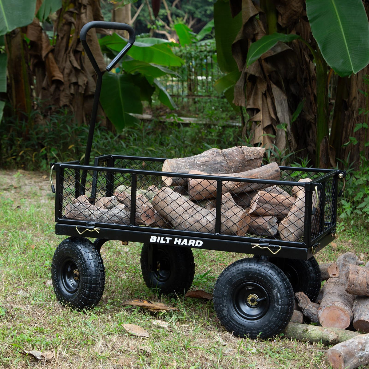 400 Lbs Capacity Mesh Steel Garden Cart with 10" All Terrain Wheels W93345