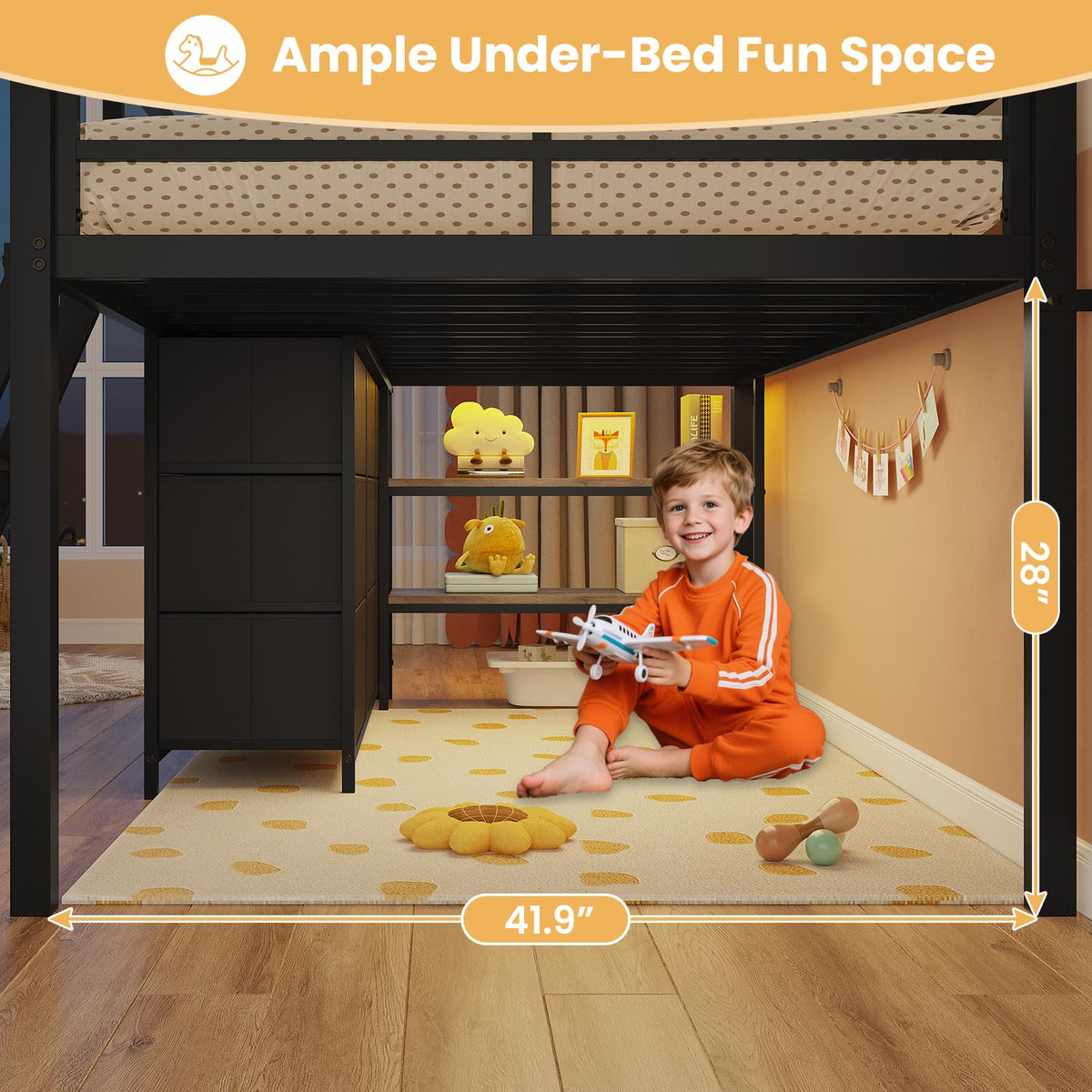 Twin Size Loft Bed with 9 Storage Drawers F4152