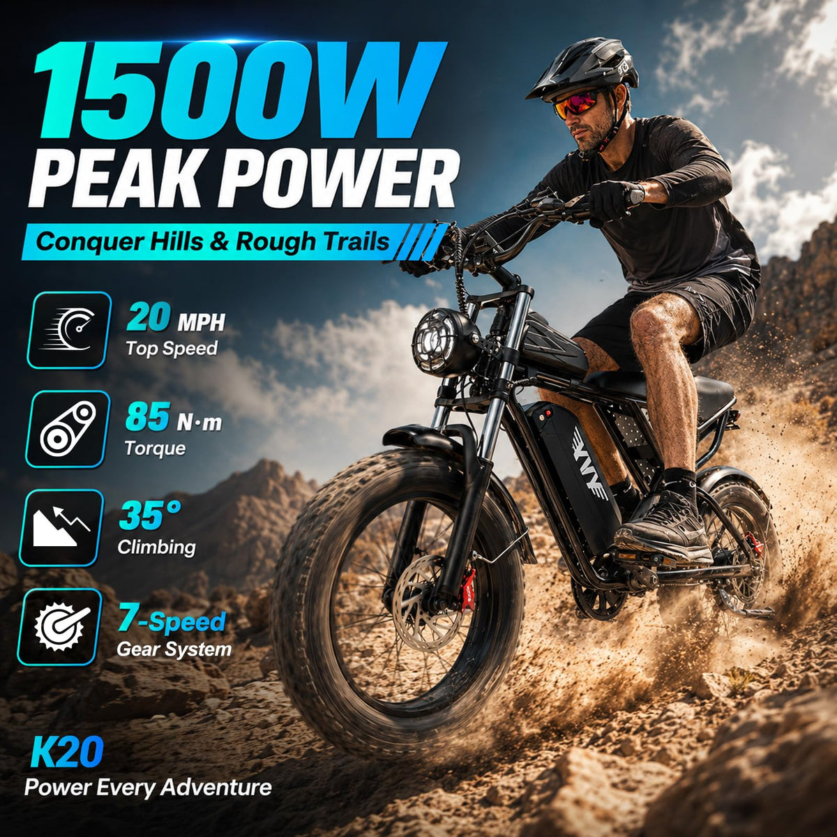 48V 1500W 20" Fat Tire Electric Bike U154881