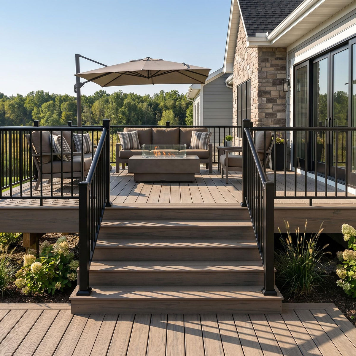 Heavy Duty Aluminum Stair Railing Kit, Textured Black R7535