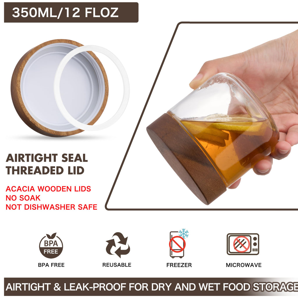 12 oz Glass Jars with Lids 6 Pack V930356