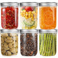 16 oz 6 Pack Wide Mouth Glass Mason Jars with Airtight Lids M1659