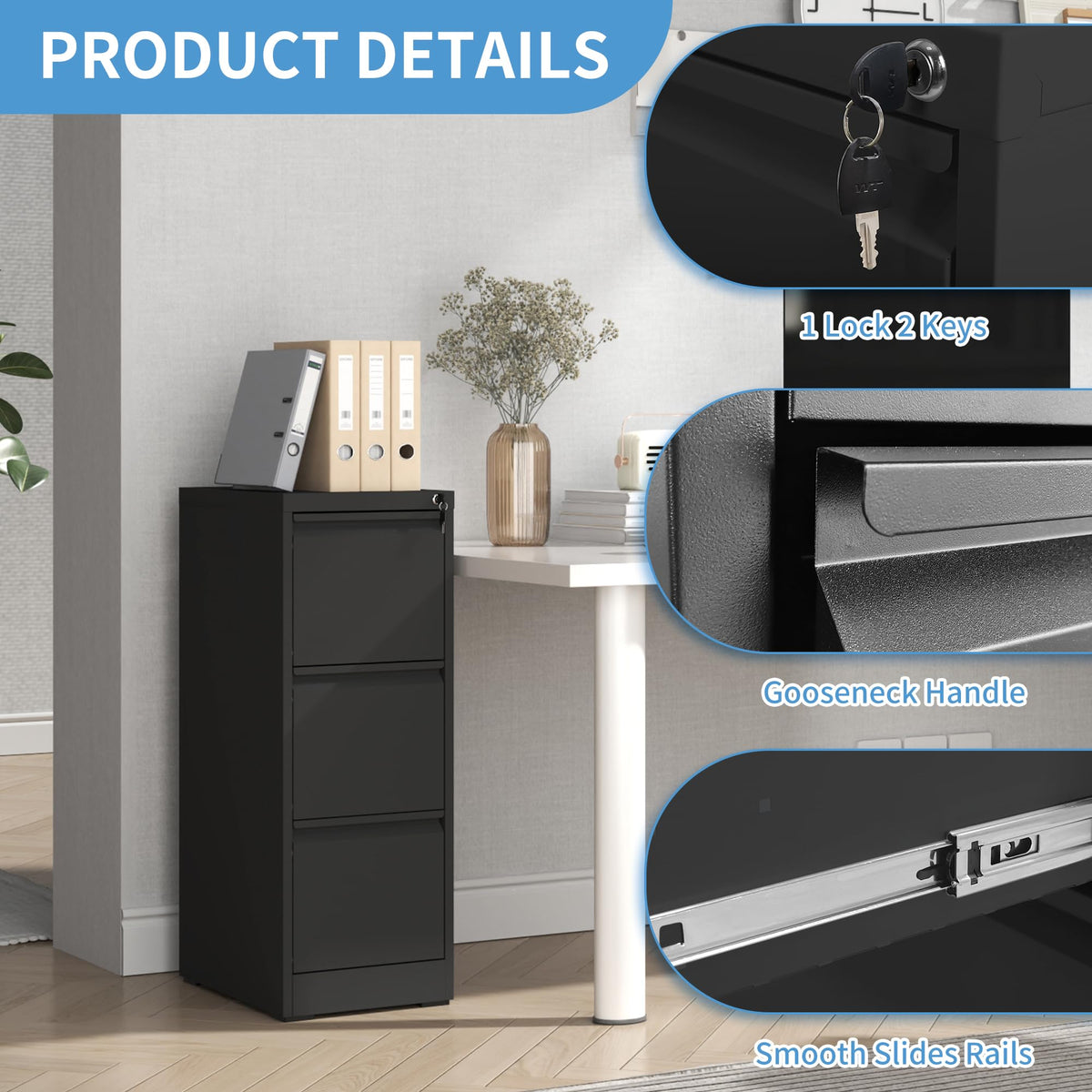 3 Drawer Metal File Cabinet with Lock V337