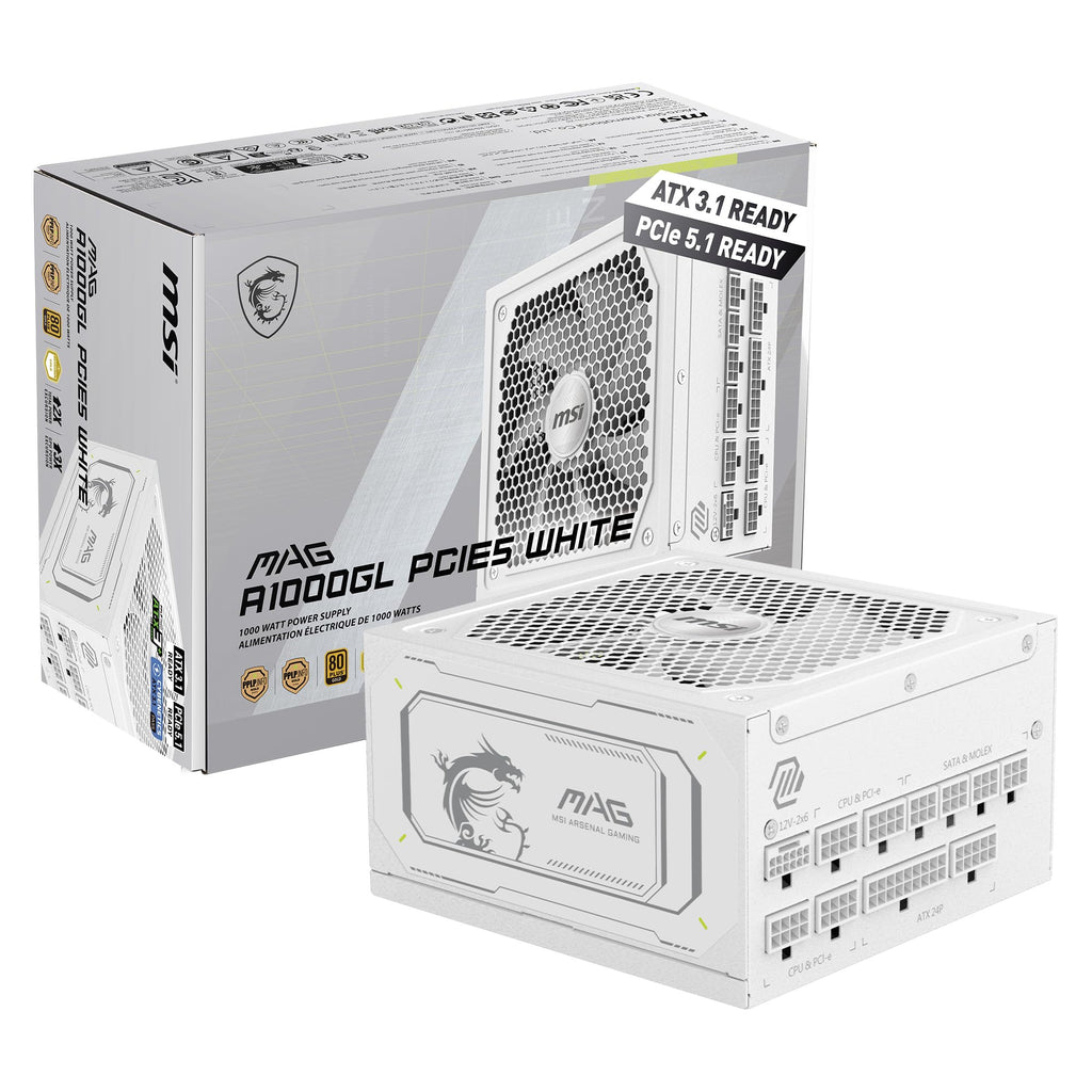 White 1000W Fully Modular 80+ Gold ATX 3.1 Power Supply W755