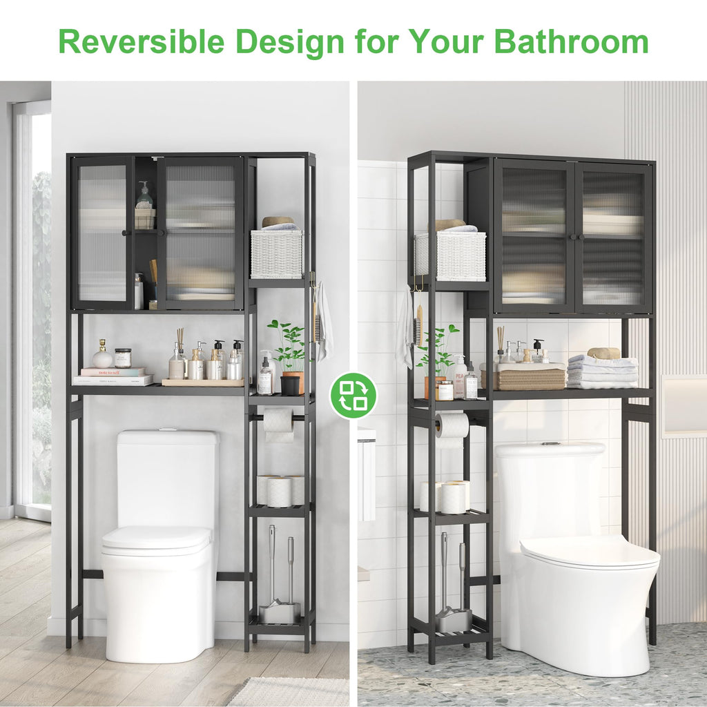 Black Over the Toilet Storage Cabinet with Adjustable Shelves Z904
