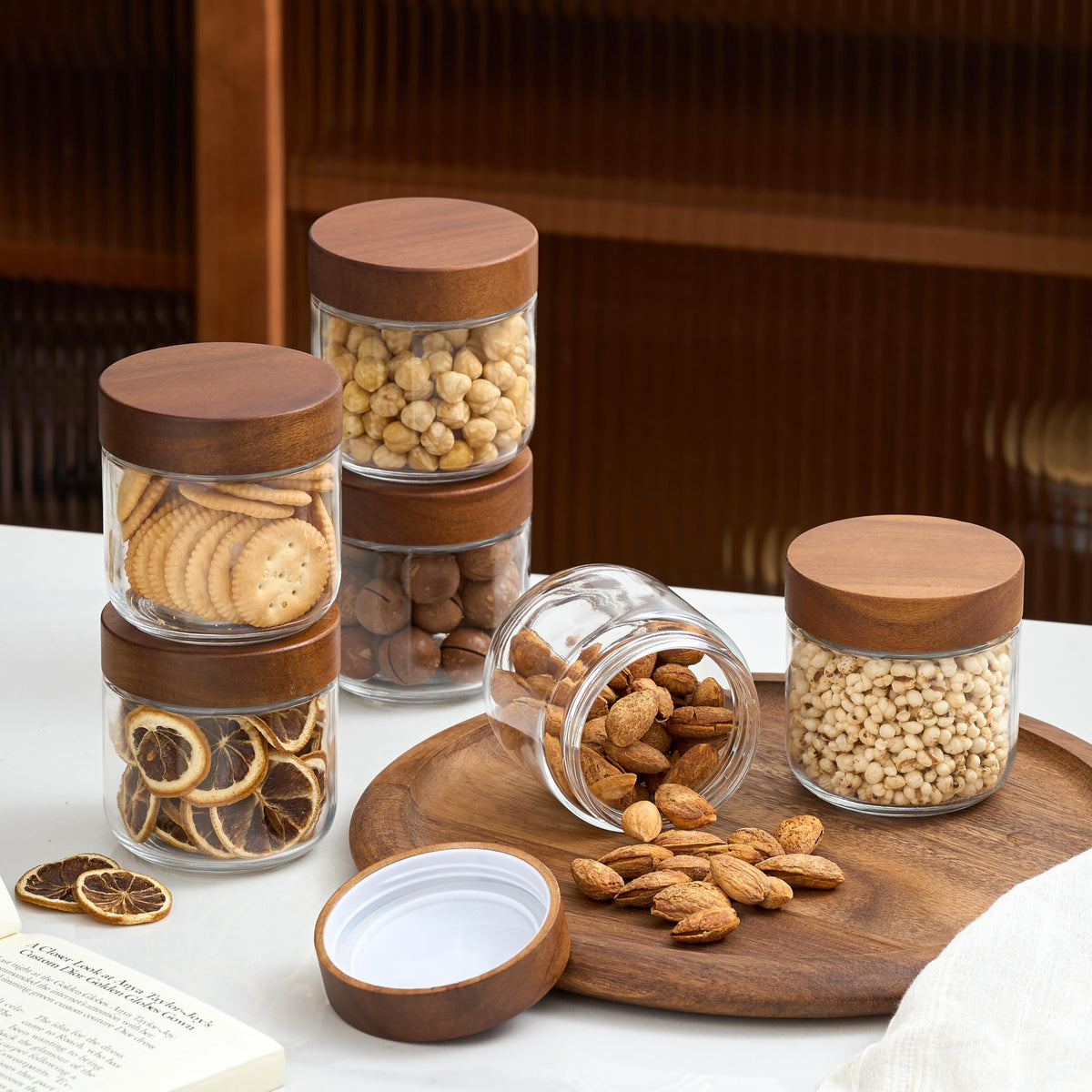 12 oz Glass Jars with Lids 6 Pack V930356