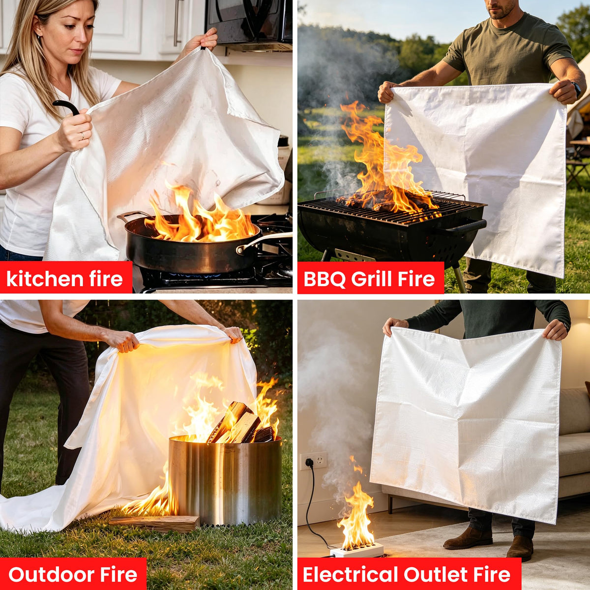 40" x 40" 4 Pack Fire Blanket W418