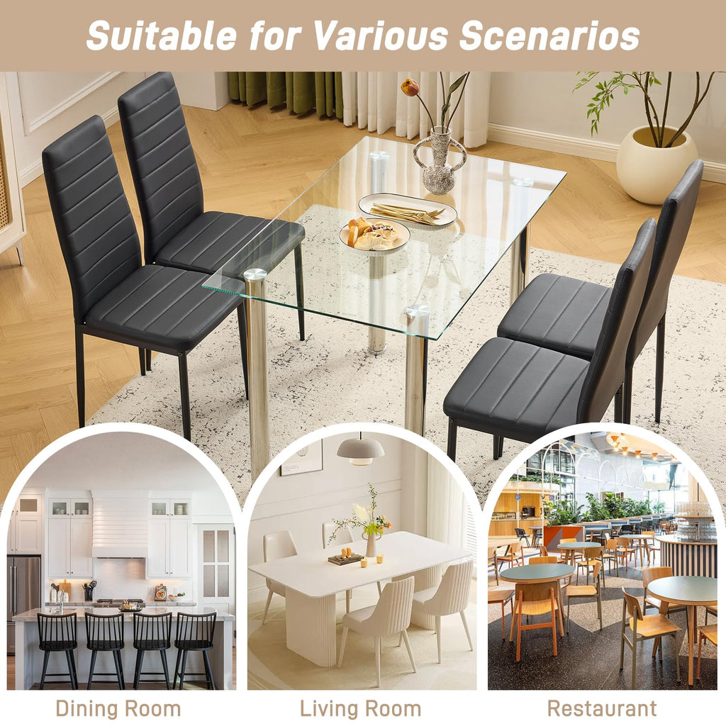 Black PU Leather Dining Chairs Set of 4 K803704