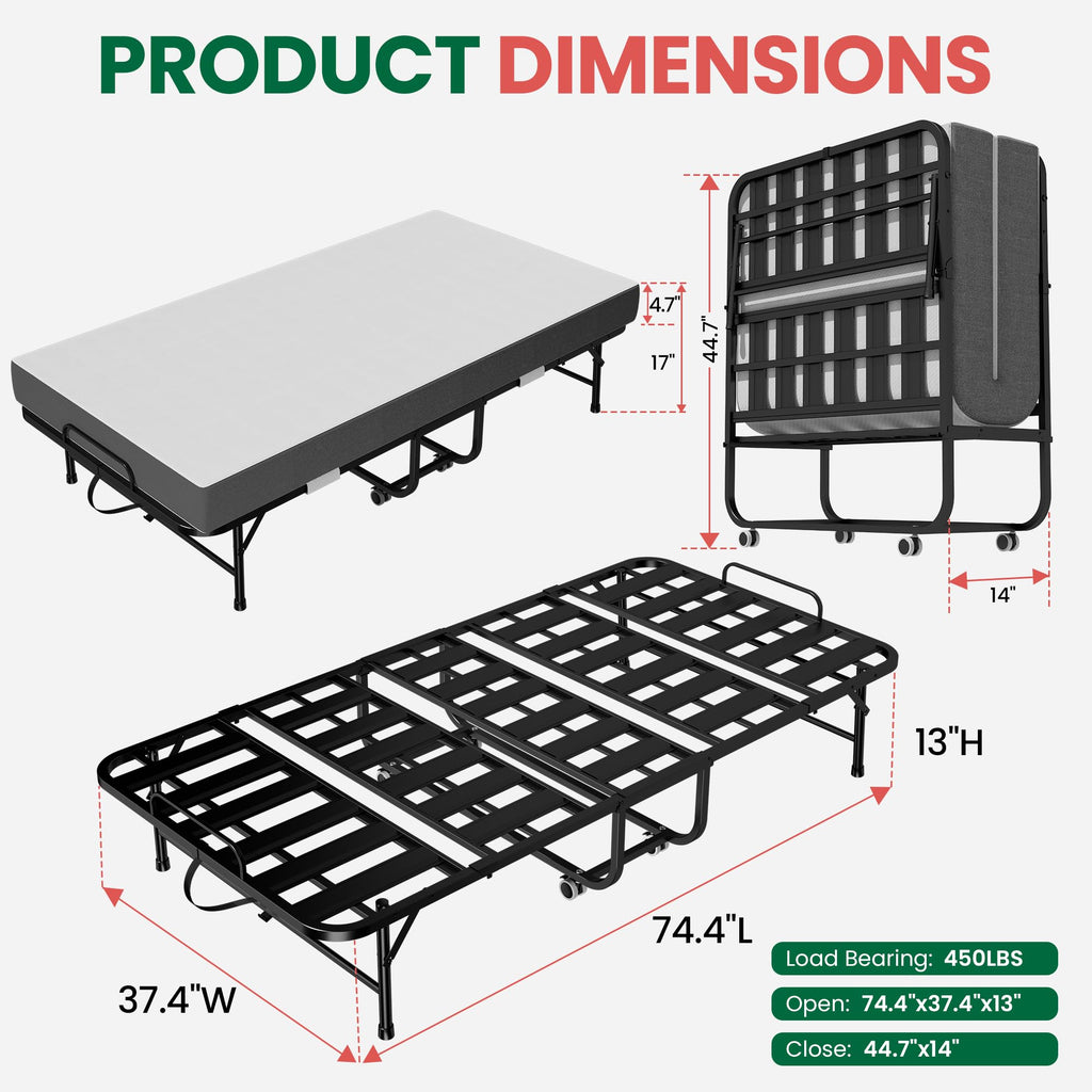 75"x38" Folding Bed with Mattress S610042