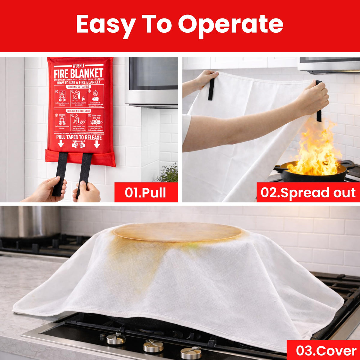 40" x 40" 4 Pack Fire Blanket W418