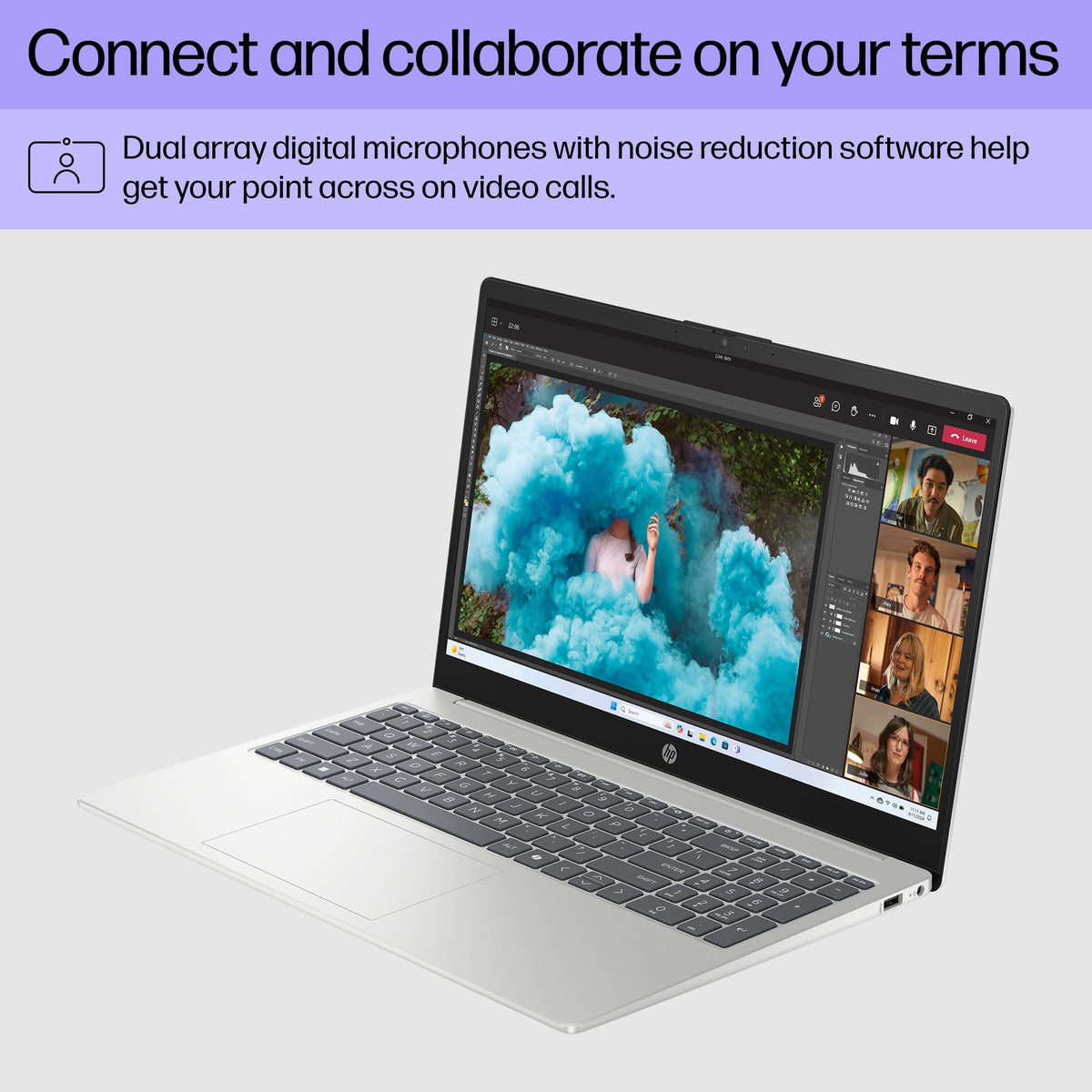 15.6 inch Laptop, AMD Ryzen 7, 8 GB RAM, 512 GB SSD, Natural Silver H513