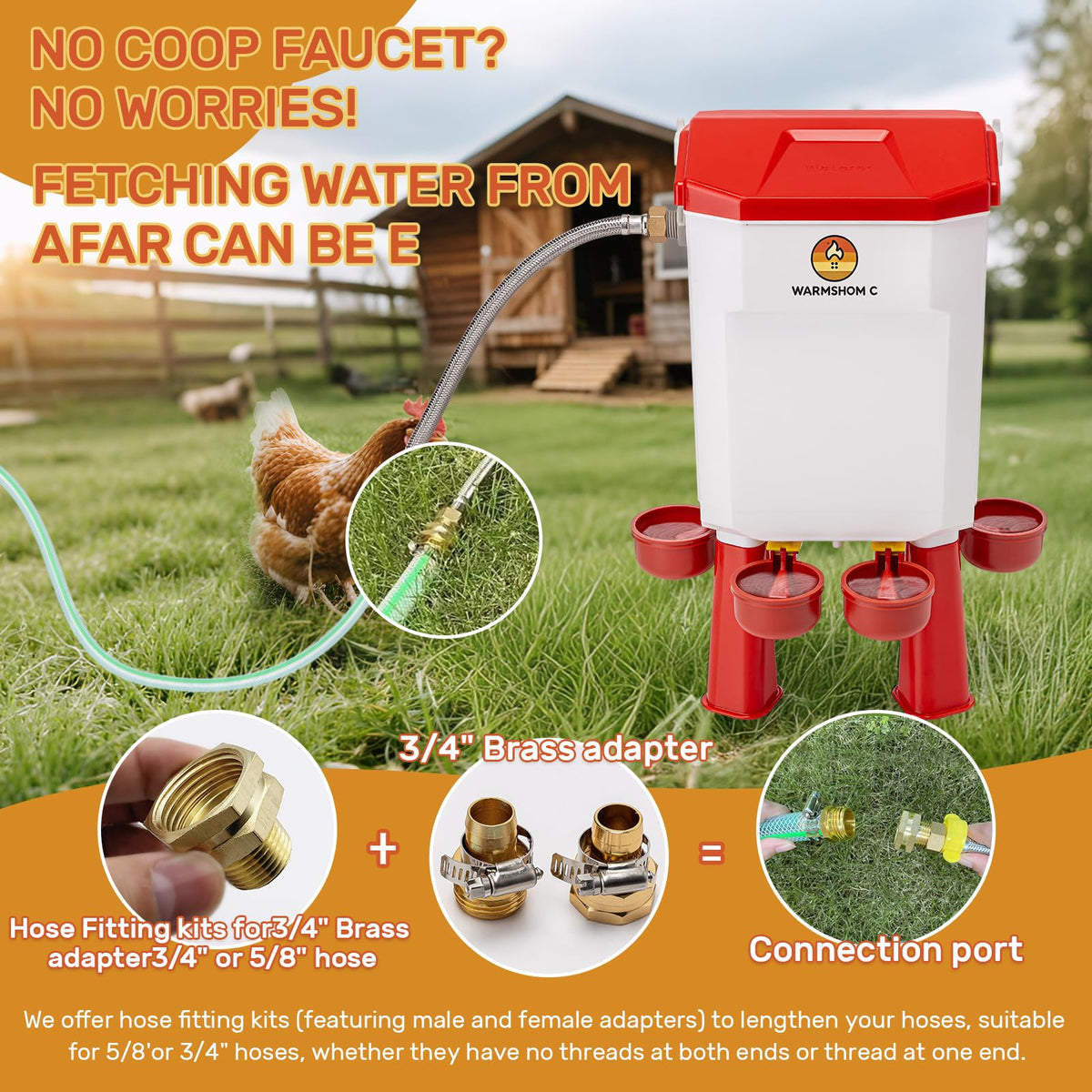 Automatic Chicken Waterer with Stainless Steel Hose P955