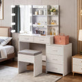 White Vanity Desk with Sliding Mirror Q236