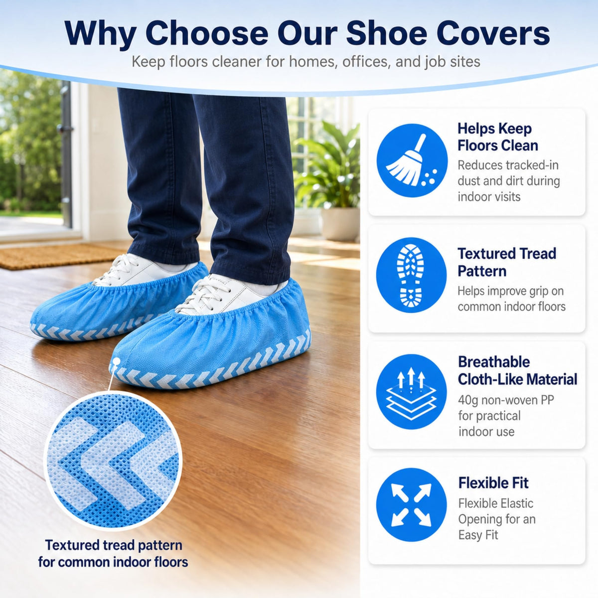 Blue Disposable Shoe Covers 100 Pack XL W7131