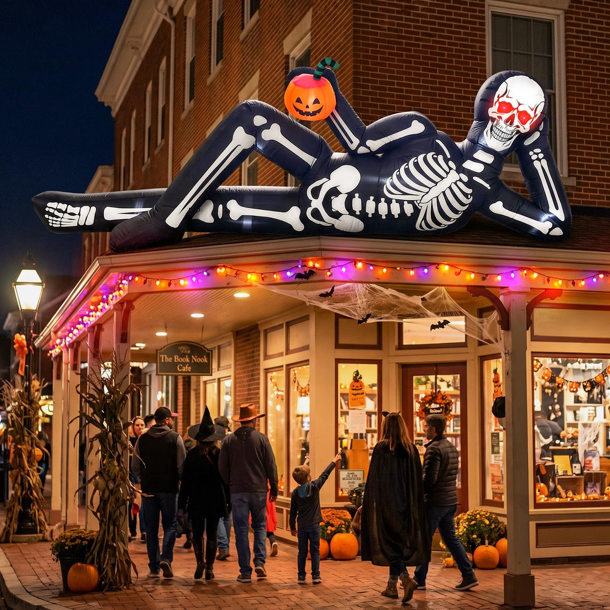 12FT Halloween Inflatable Lying Skeleton Decoration J3219