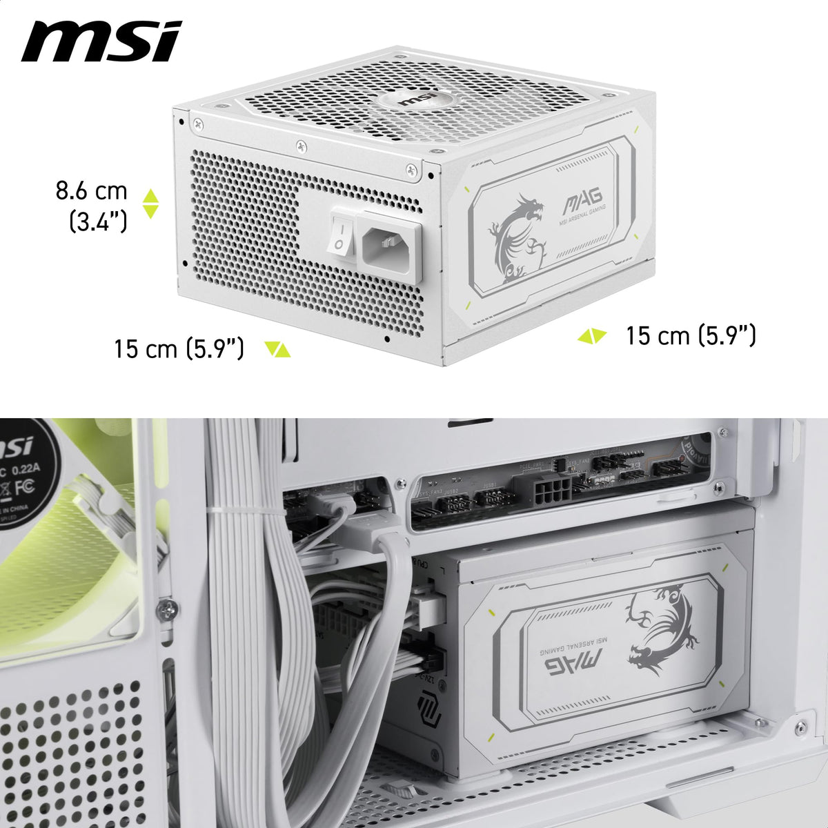 White 1000W Fully Modular 80+ Gold ATX 3.1 Power Supply W755