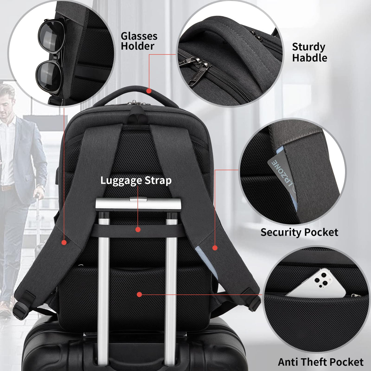 17 inch Travel Laptop Backpack B562306