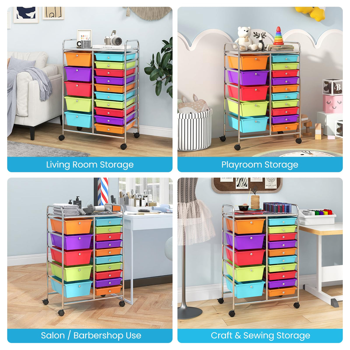 15 Drawer Rolling Storage Cart F4671