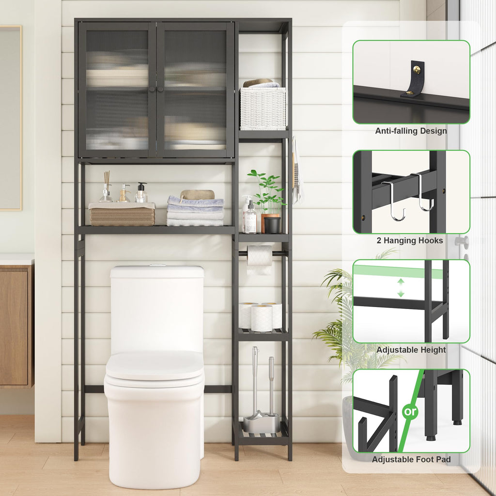 Black Over the Toilet Storage Cabinet with Adjustable Shelves Z904