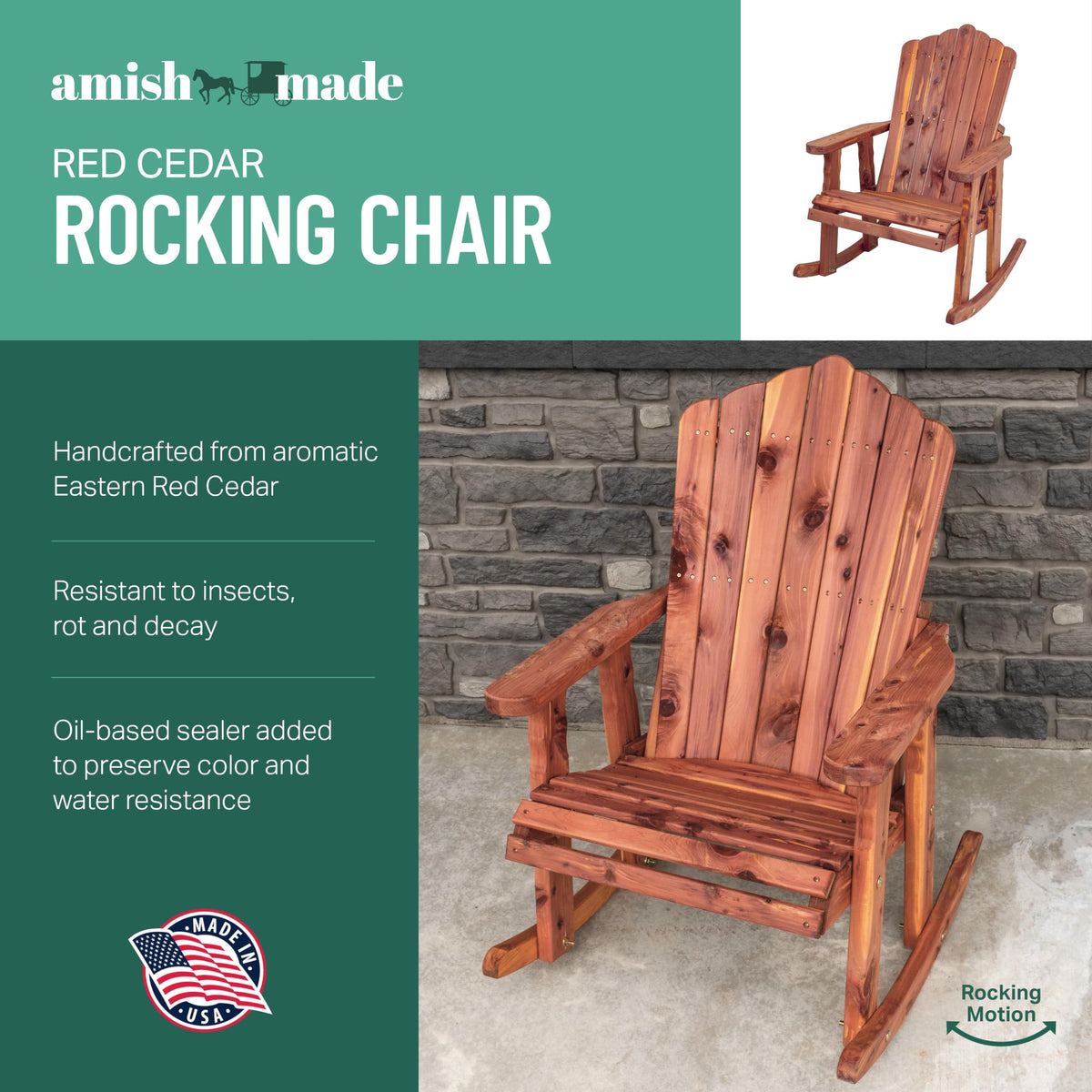 Cedar Adirondack Rocking Chair R8033