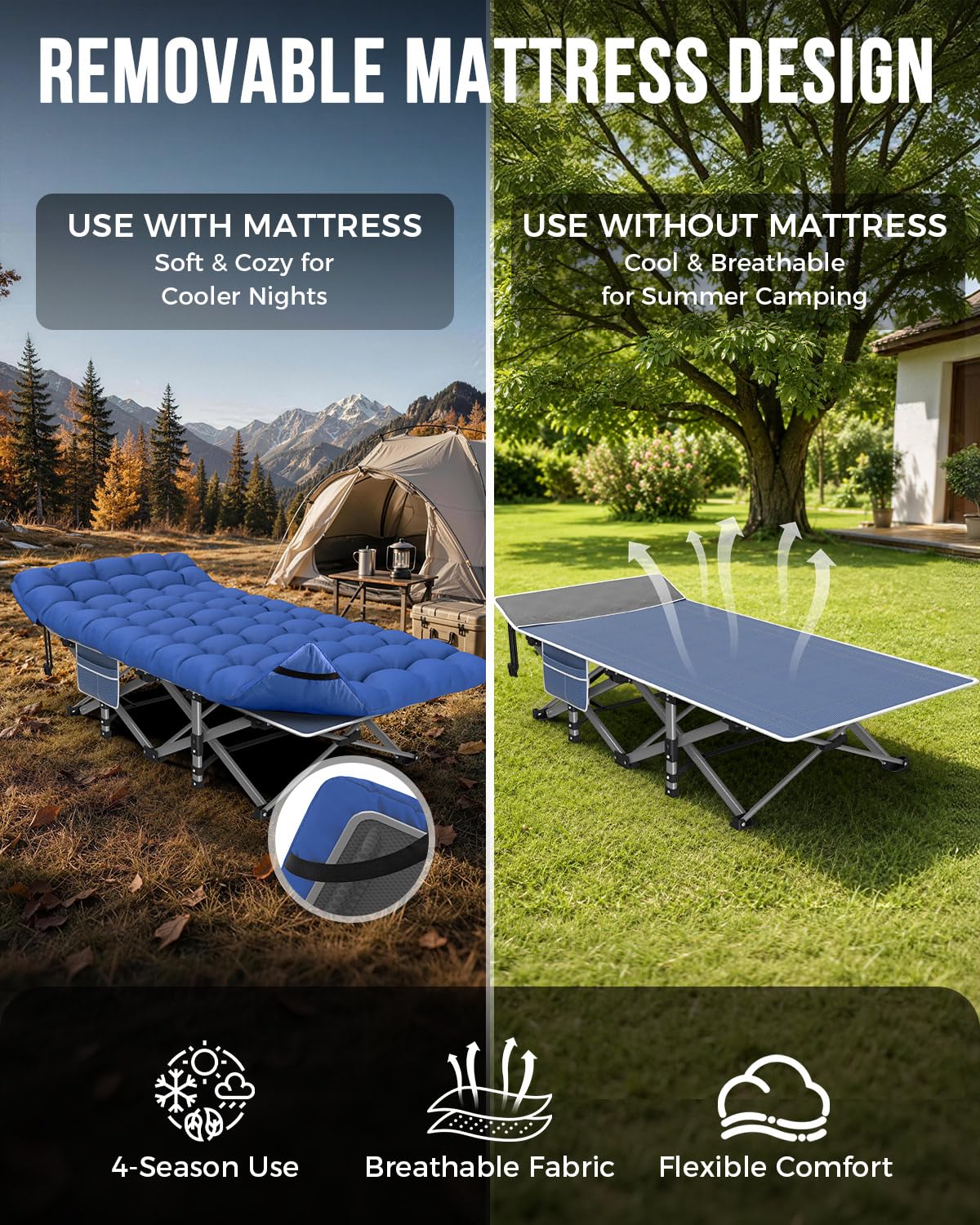 32in XXL Folding Camping Cot with Mattress S7265