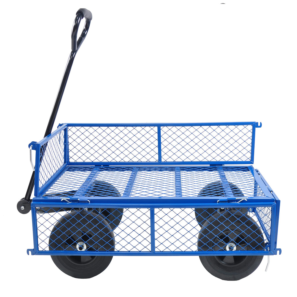 10" Flat Free Steel Garden Wagon Cart with Mesh Y6645