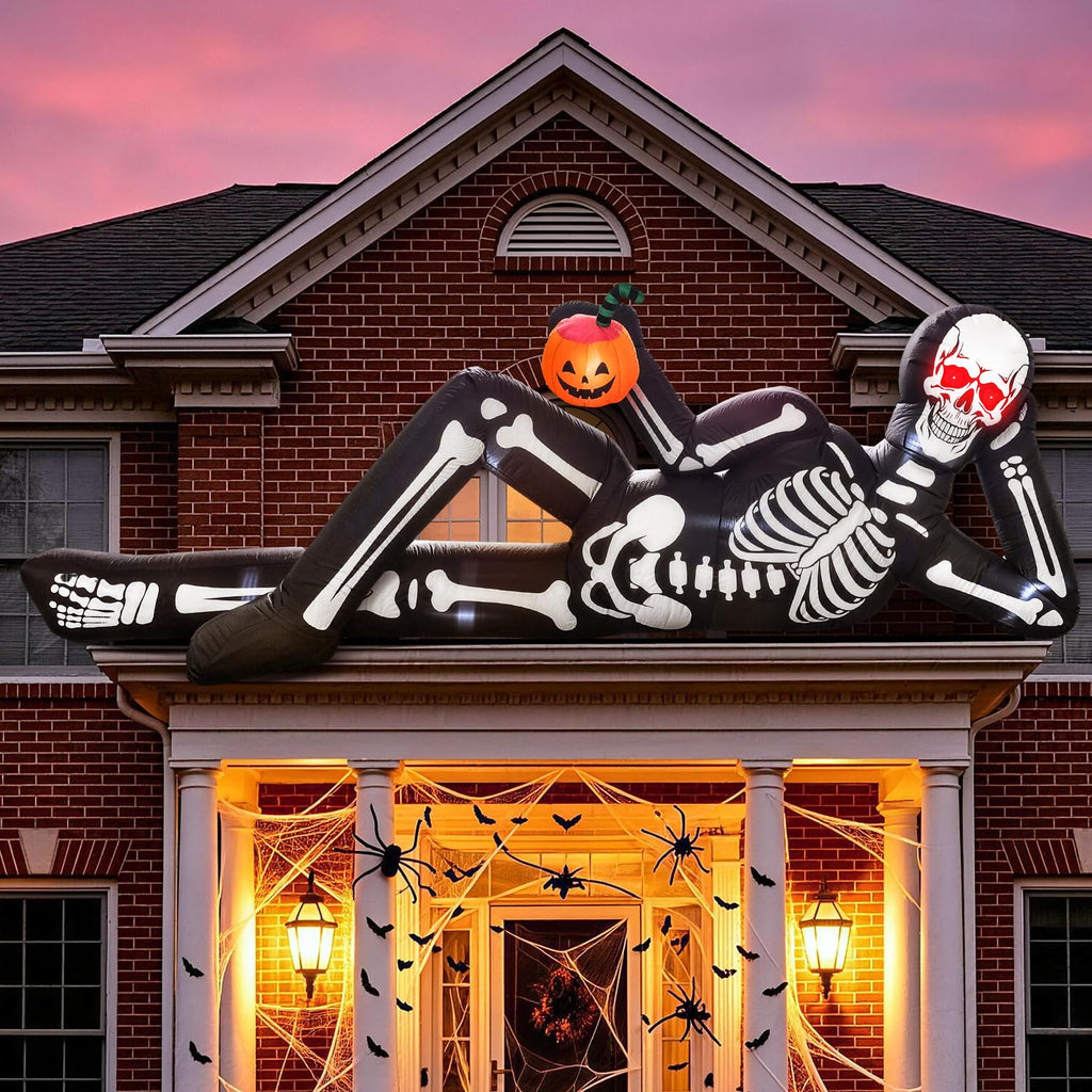 12FT Halloween Inflatable Lying Skeleton Decoration J3219