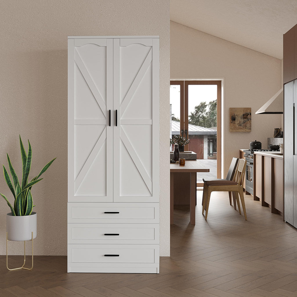 72" Wood Kitchen Pantry Cabinet with 3 Drawers R50369