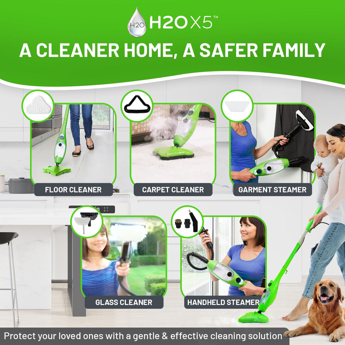 5-in-1 Steam Mop and Handheld Steam Cleaner F5426